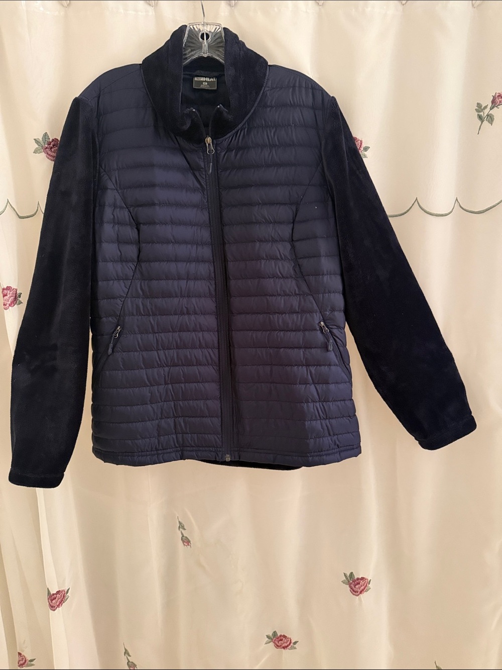 32 Degrees Navy Quilted Puffer Jacket with Fleece Sleeves